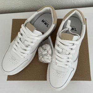 NIB: MADEWELL Court Low-Top Sneakers in Nappa Leather (Ivory Multi)
